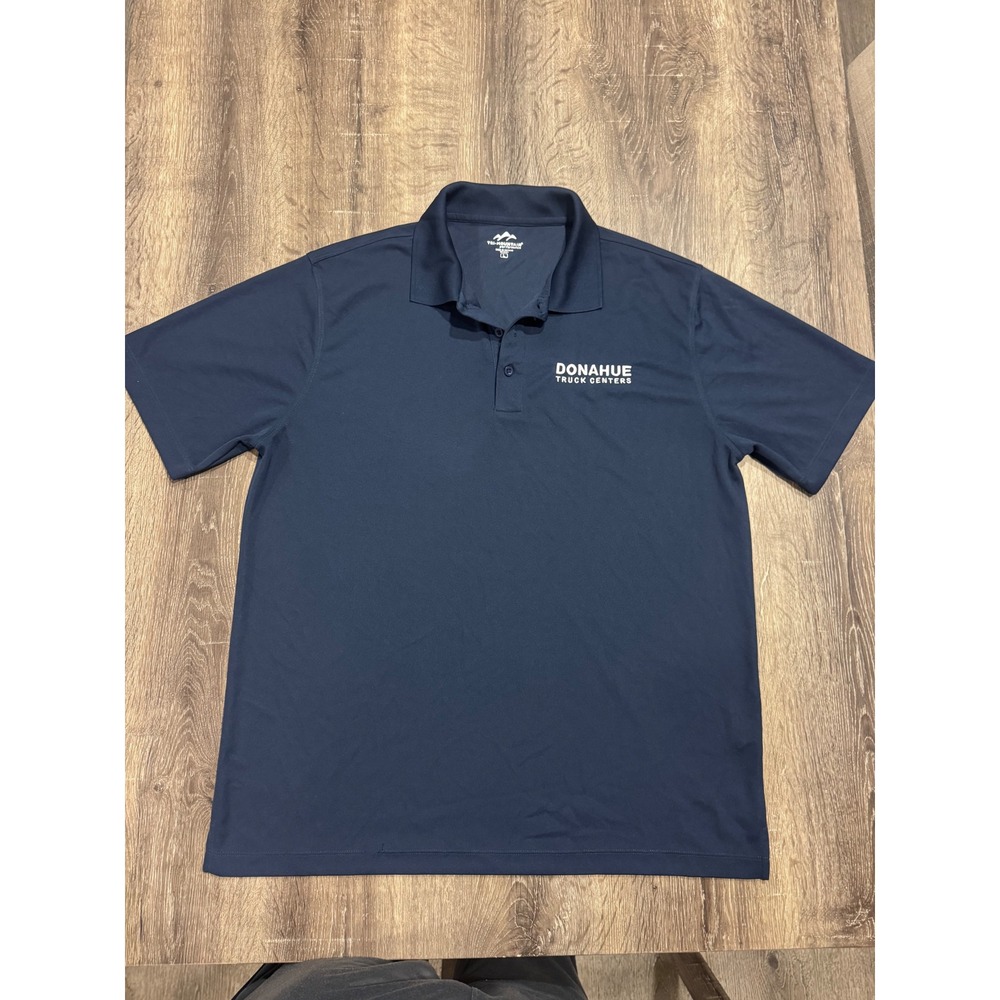 Tri-Mountain Performance Mens Large Navy Blue Polo Donahue Truck Centers Logo